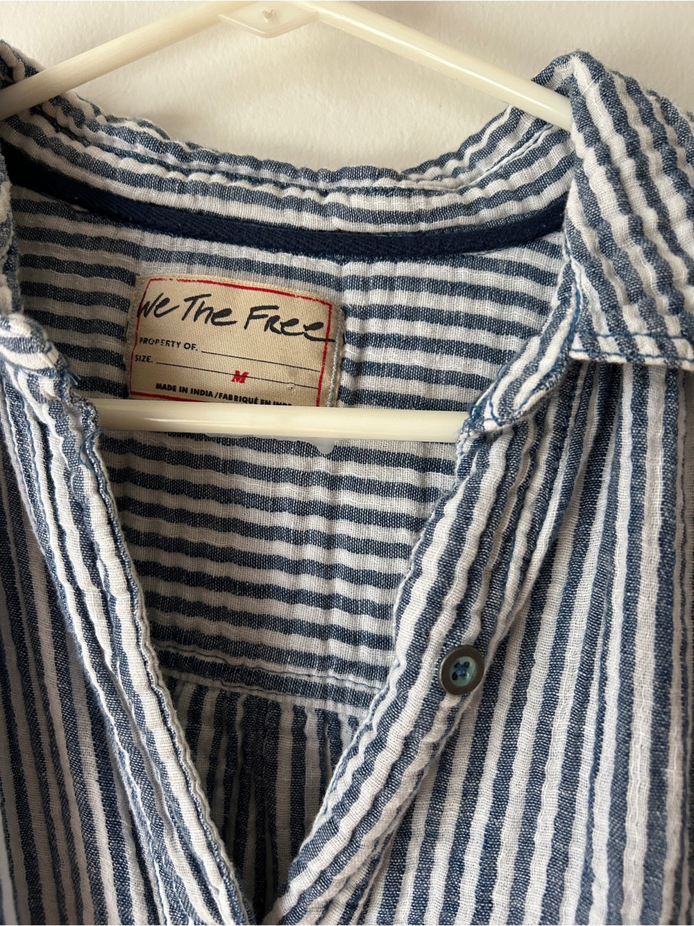 Free People Blue & White Striped Short-Sleeve Button-Down - Picture 5 of 5